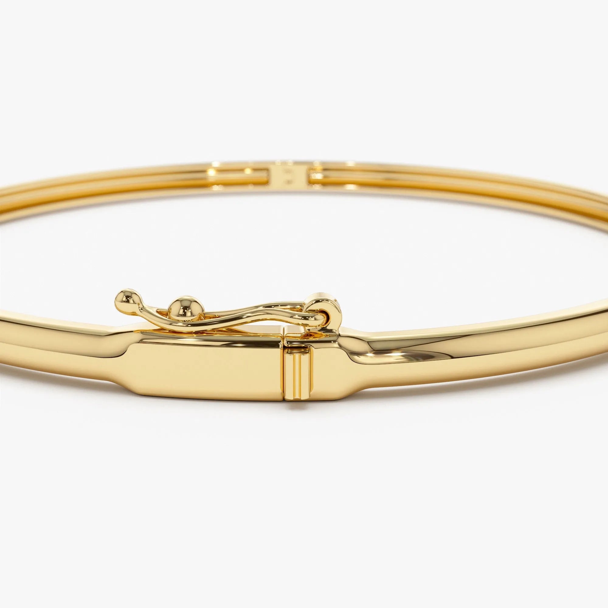 14K Solid Gold 0.30 CTW Emerald Cut Diamond Solitaire Bangle