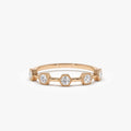 14k Gold Hexagon Milgrain Five Stone Round Diamond Ring 0.32 ctw