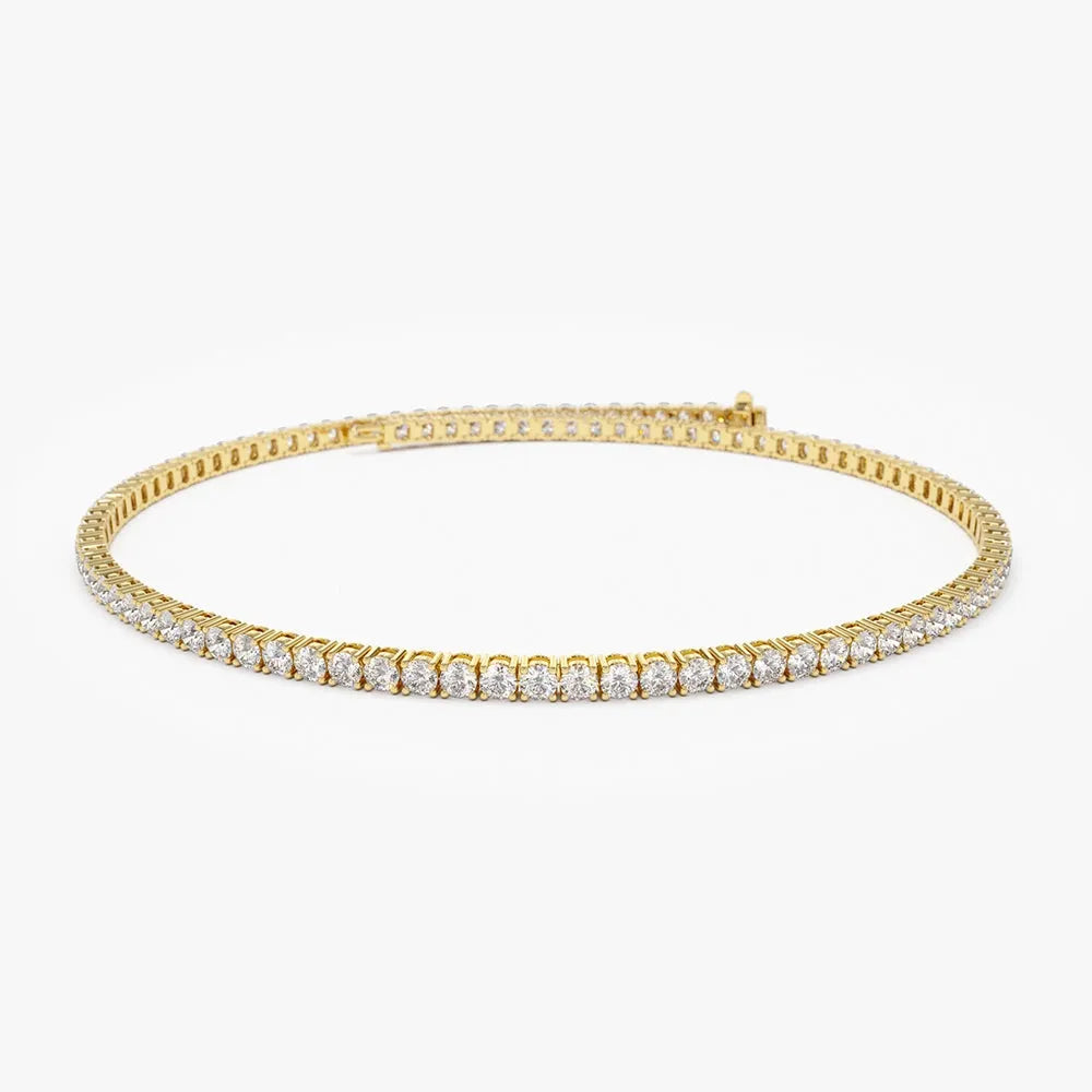 14K Solid Gold Round Diamond Tennis Bracelet 4 Prong Setting 2.20 Carat