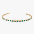 14k Gold Round Diamond and Emerald 4 Prong Tennis Bracelet