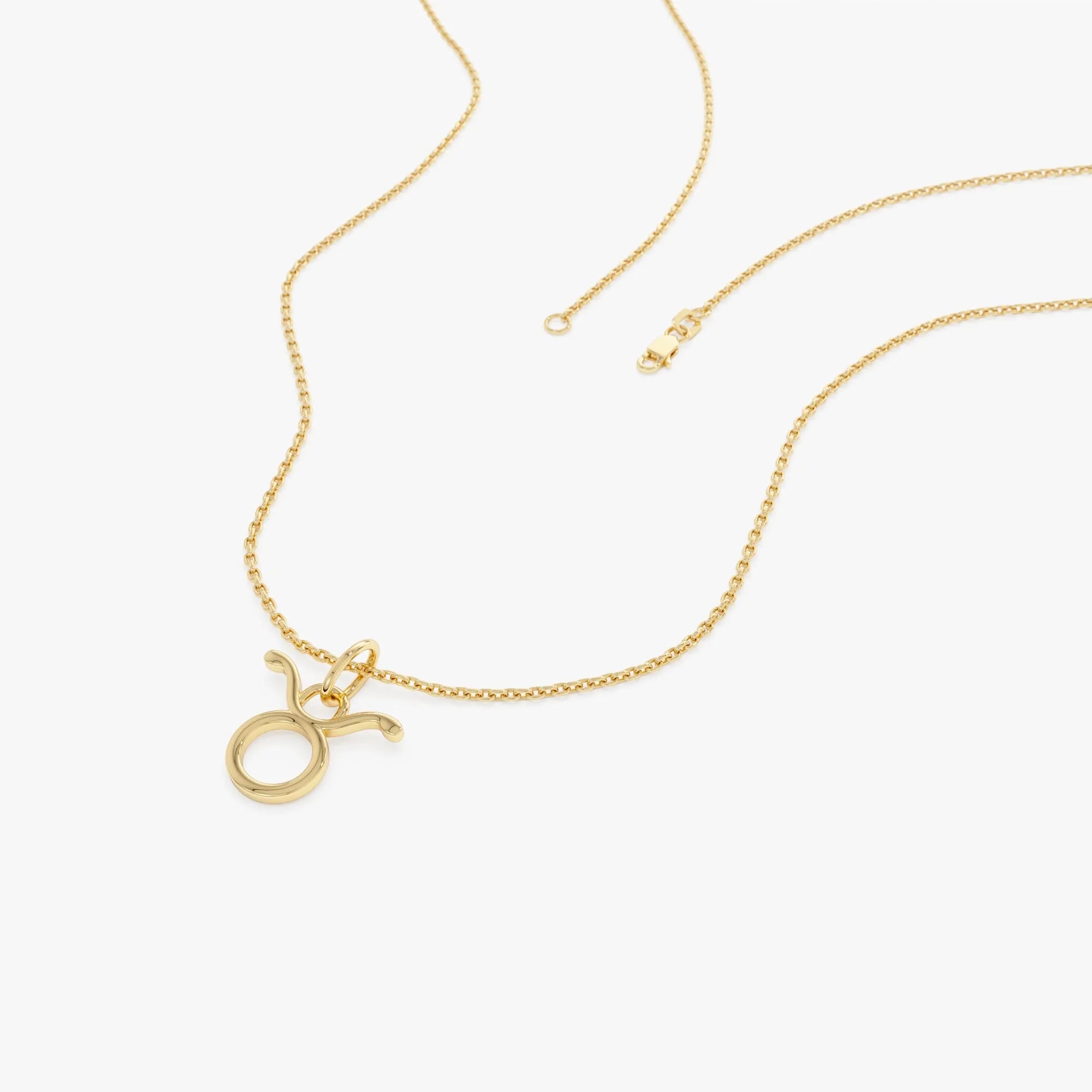 14k Solid Gold Taurus Zodiac Charm Pendant Necklace