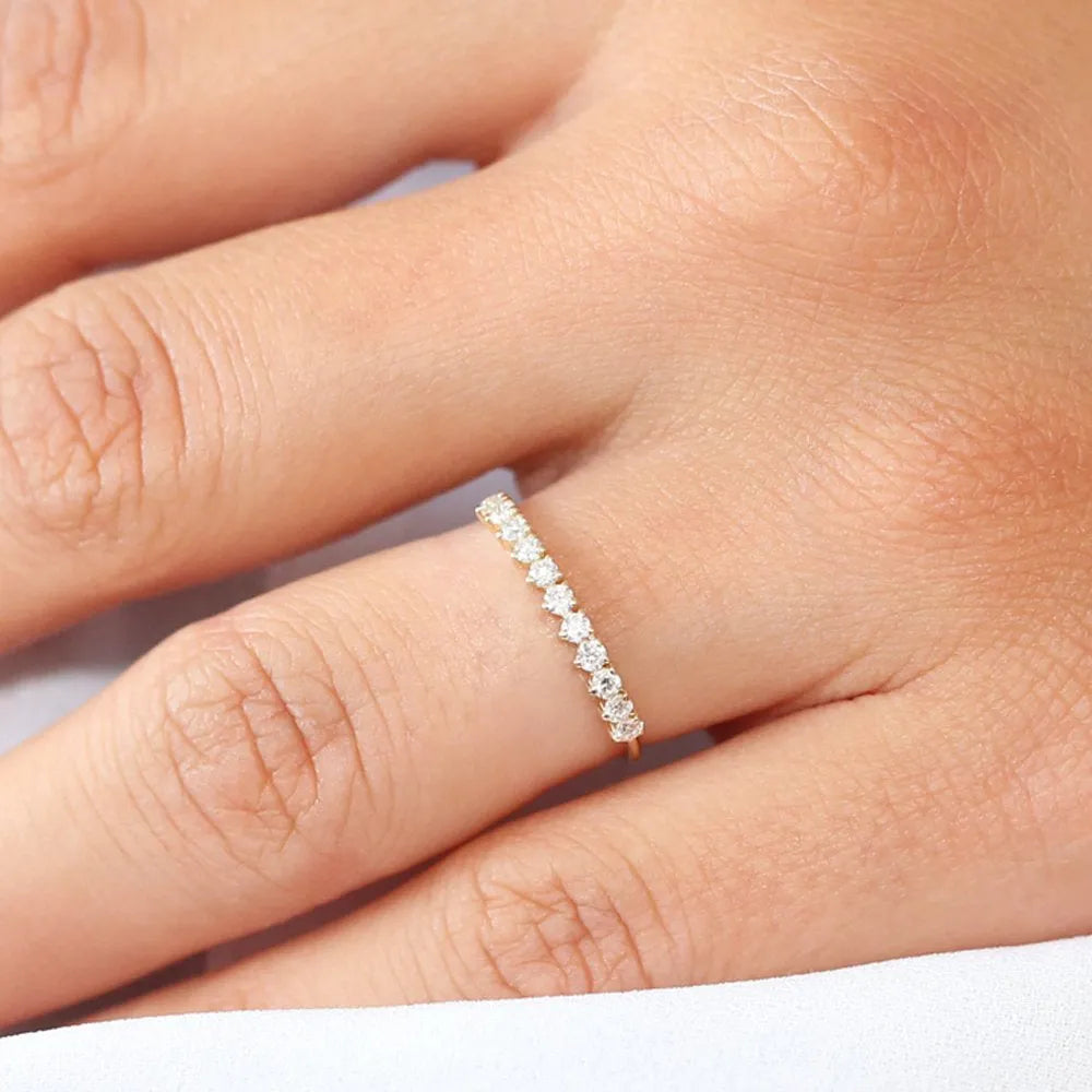 14K Solid Gold Round Diamond 3 Prong Wedding Ring