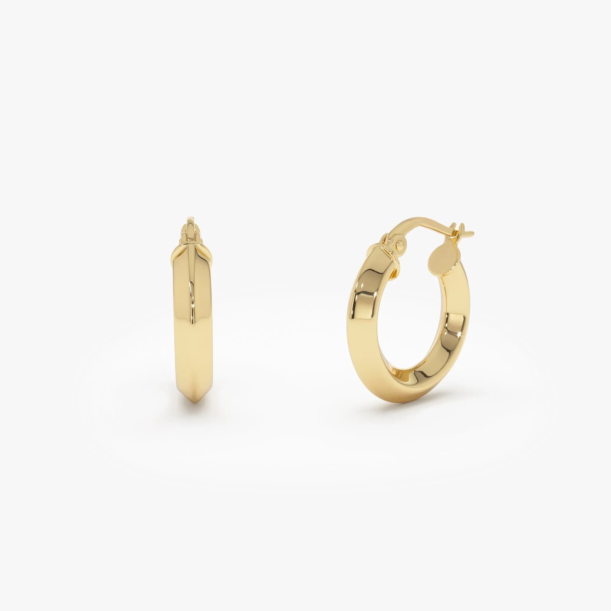 14k Yellow Gold Mirror Finish Hoop Earrings