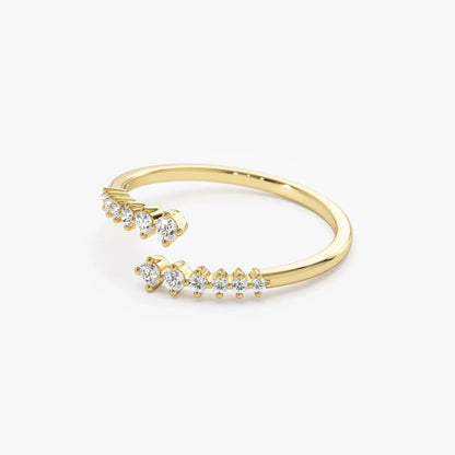 14k Gold Diamond Round Cut Wrapped Ring 0.24 ctw
