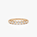 14K Solid Gold 0.20 ctw Round Cut Diamond Seven Stone Wedding Ring