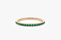 14K Solid Gold Round Emerald Half Eternity Ring Band 0.28 CTW