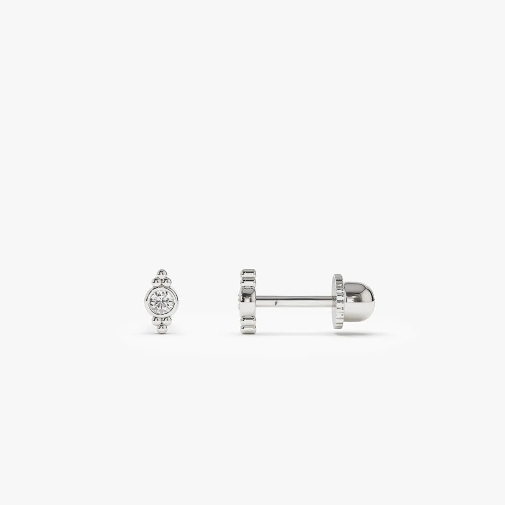 14k Gold Diamond Round Cut Six Dot Helix Piercing Single Earring 0.04 ctw