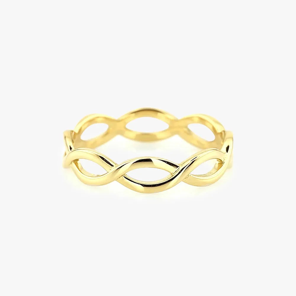 14K Solid Gold 4.5mm Infinity Double Band Handcrafted Wedding Ring