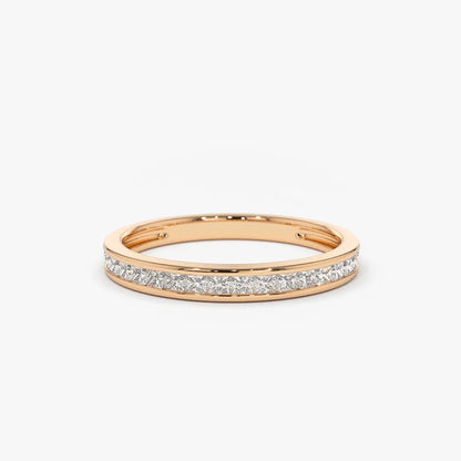 14k Gold 0.55 Carat Princess Cut Diamond Half Eternity Channel Set Ring