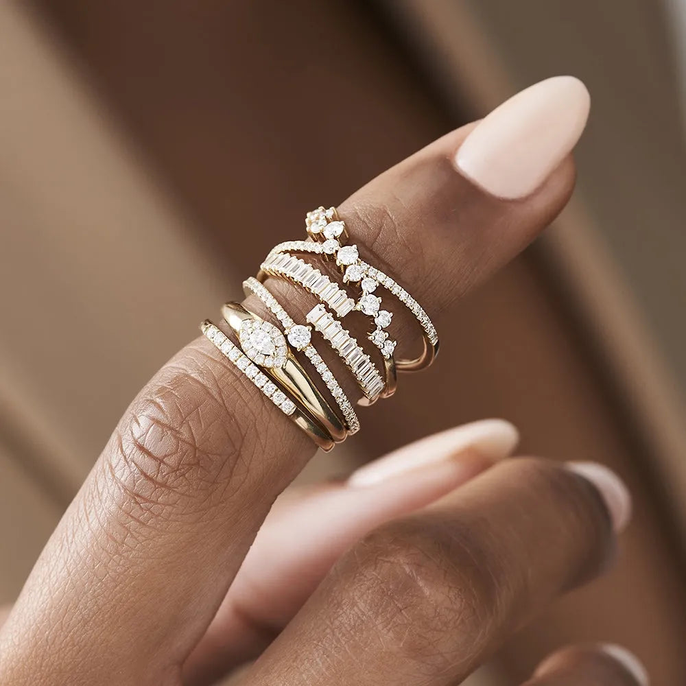 14k Gold Baguette Diamond Bypass Ring 0.42 Carat Total Weight