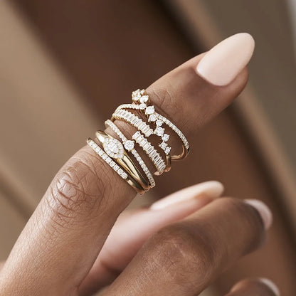 14k Gold Baguette Diamond Bypass Ring 0.42 Carat Total Weight