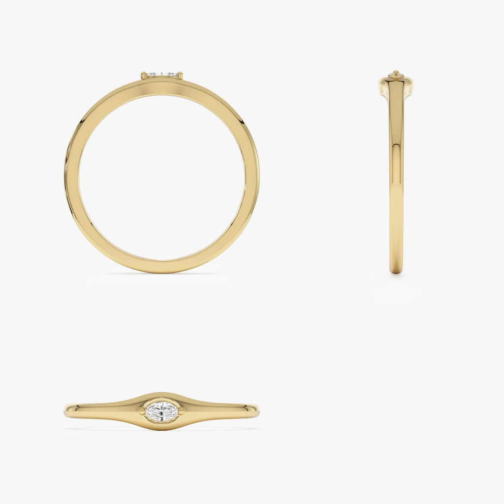 14k Gold Marquise Diamond Stacking Ring 0.08 ctw