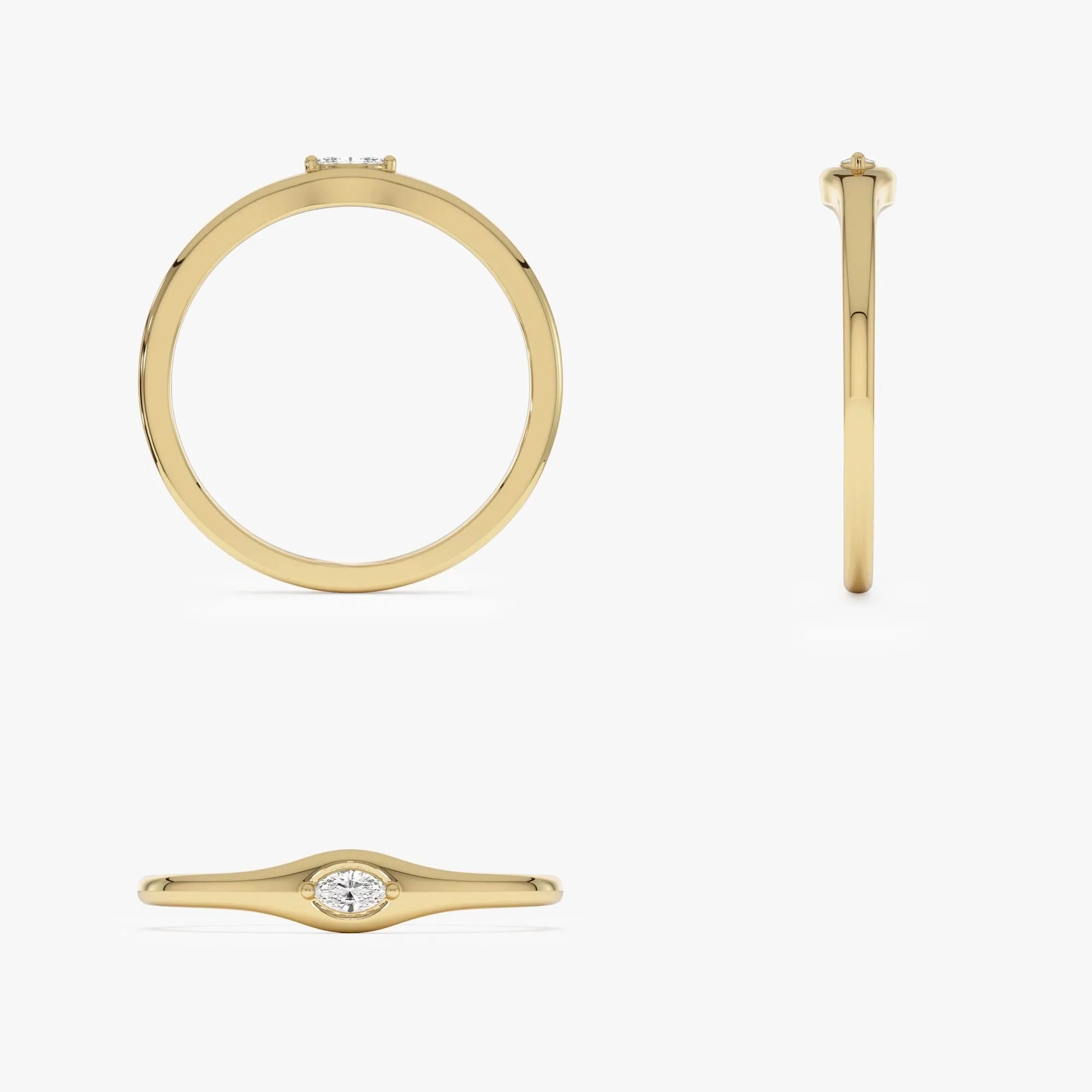 14k Gold Marquise Diamond Stacking Ring 0.08 ctw