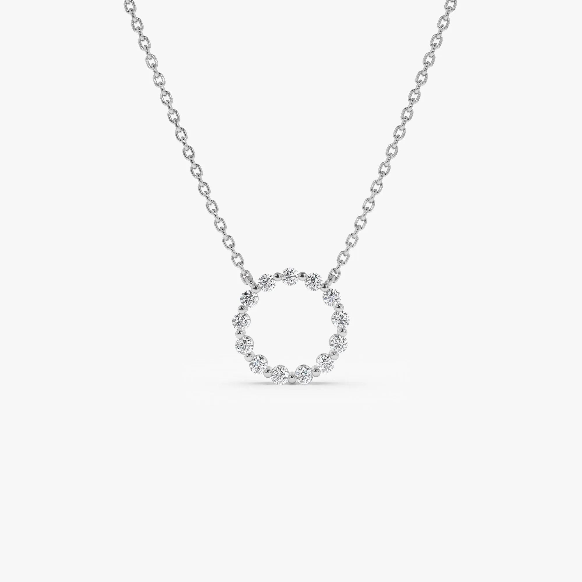 14K Solid Gold 0.25 CTW Round Diamond Circle of Life Necklace