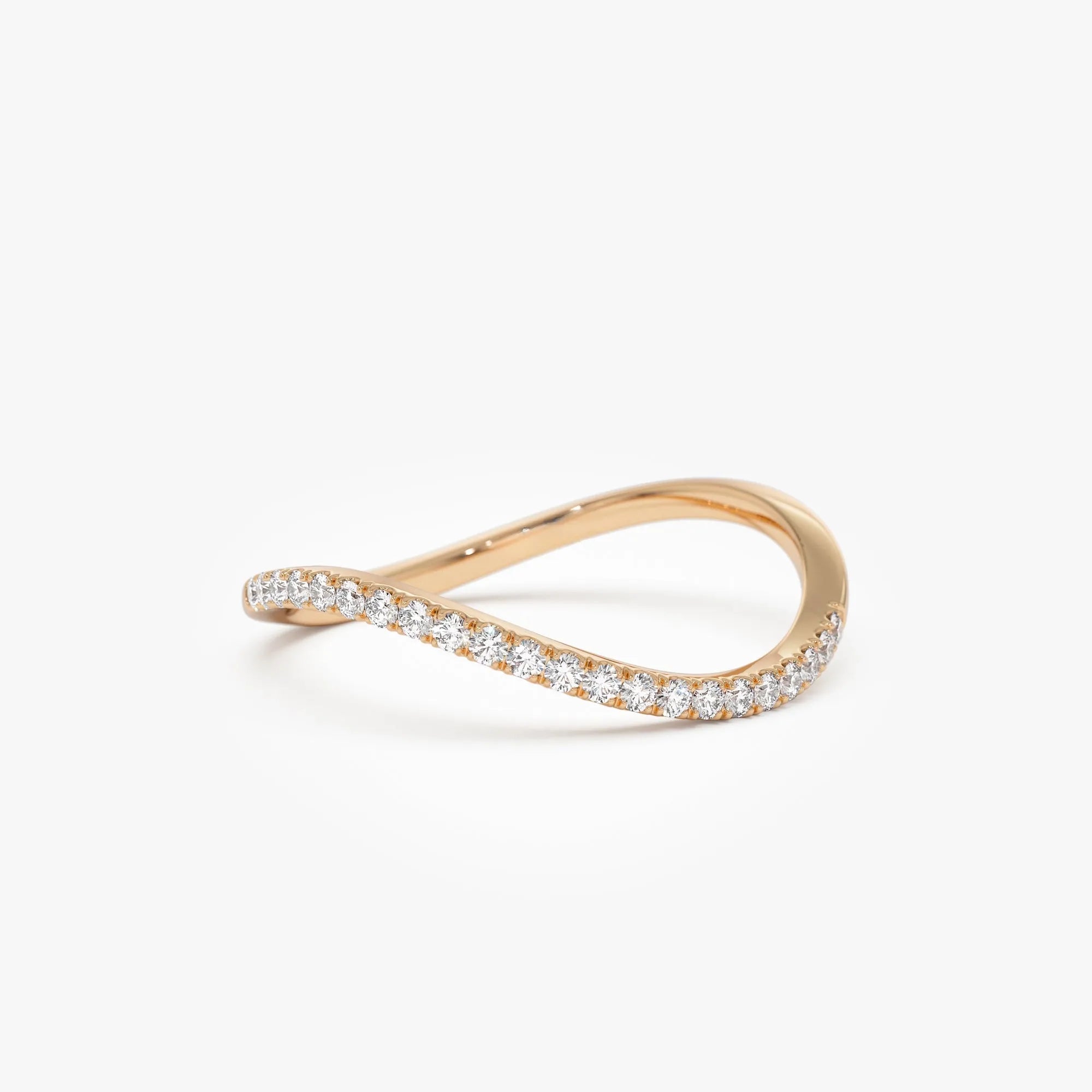 14k Gold 0.11 ctw Round Diamond Micro Pave Wave Ring