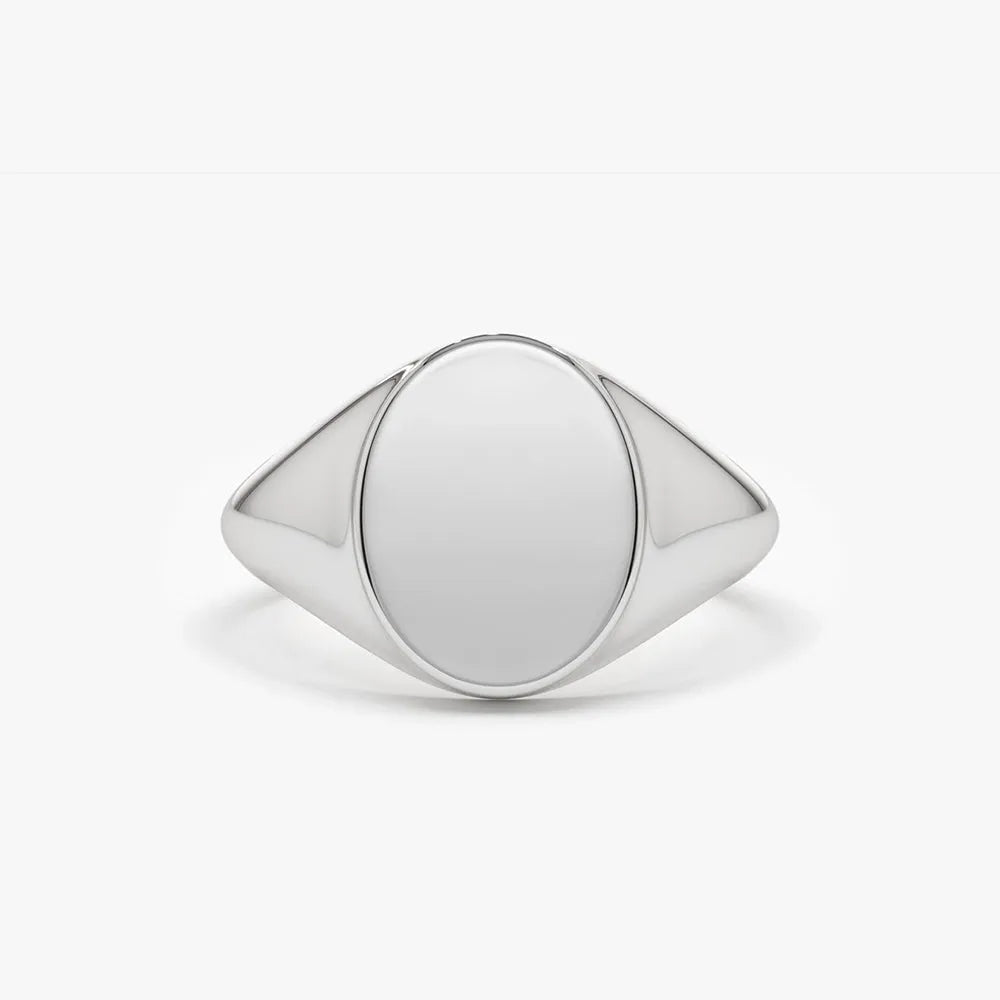 14K Gold Oval Signet Ring Engravable Personalized Initial Handcrafted Custom Jewelry