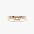 14k Gold Round Diamond Curved Graduating Wedding Band 0.25 ctw