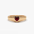 14K Solid Gold Heart Shape Garnet 0.40 Carat Beveled Ring
