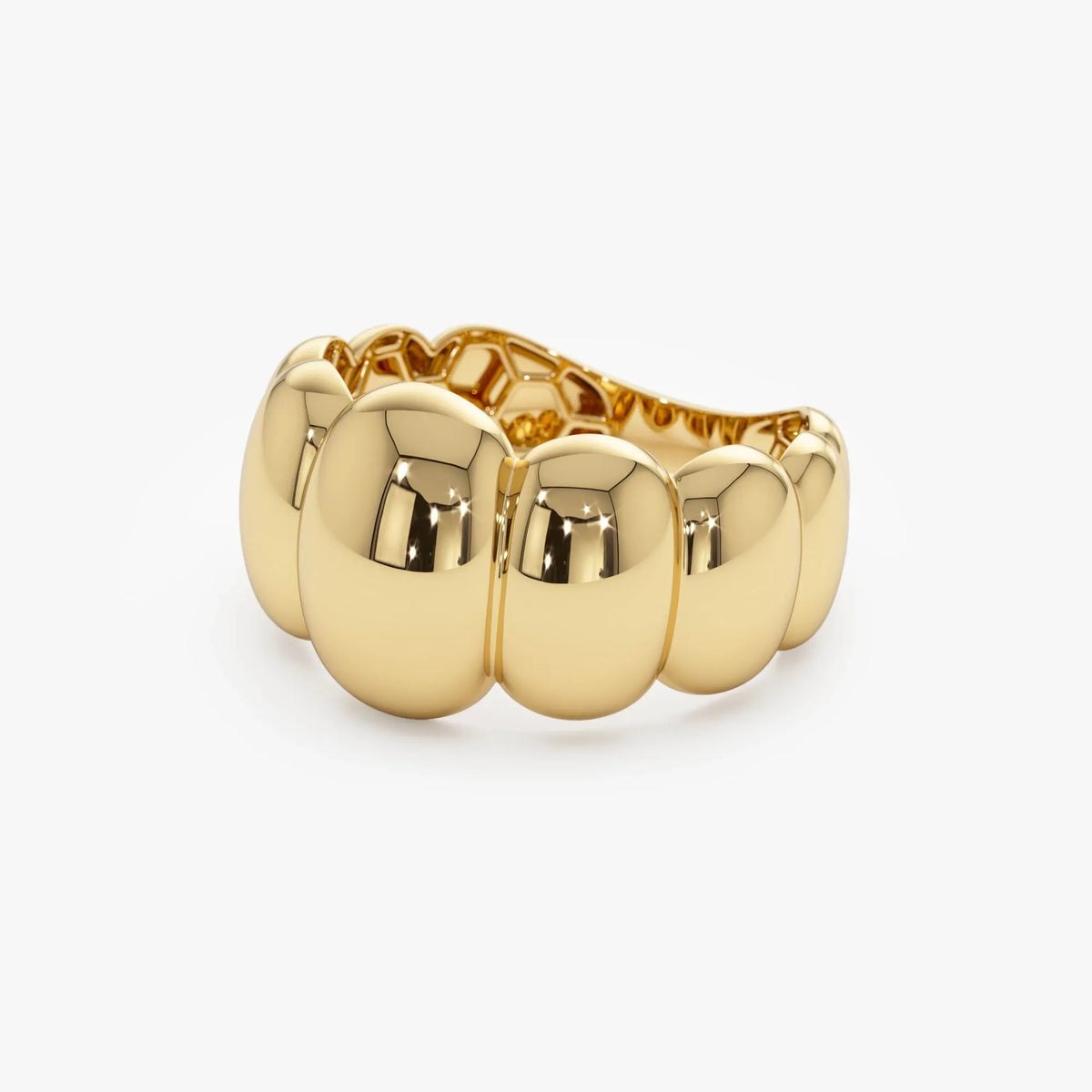 14k Gold Bubble Dome Statement Ring 11mm Wide Band