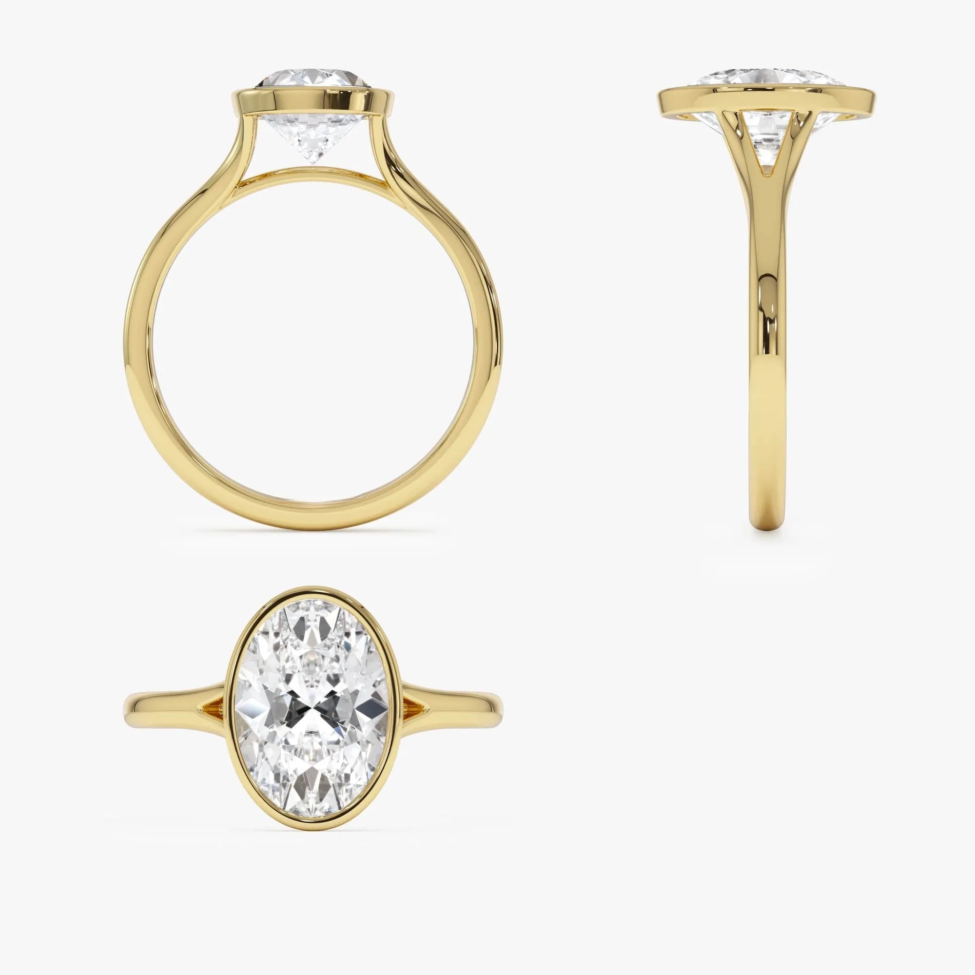 14k Gold 2.00 Carat Lab Grown Diamond Oval Engagement Ring Minimalist Bezel Setting Marcella