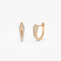 14k Gold Diamond Round Cut Double Mini Hoop Earrings 0.18 ctw