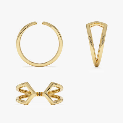 14k Gold Modern Geometric Open Ring 8.75mm Wide Graduated Band