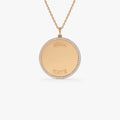 14K Solid Gold 0.25 CTW Round Diamond Personalized Medallion Necklace Prong Setting