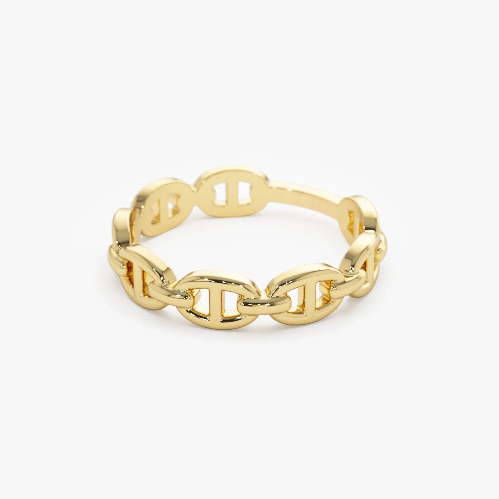 14k Solid Gold Mariner Chain Link Band Ring