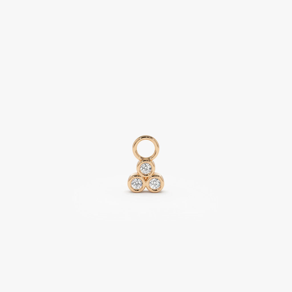 14k Gold Diamond Triangle Bezel Hoop Charm for Earrings 0.09 ctw