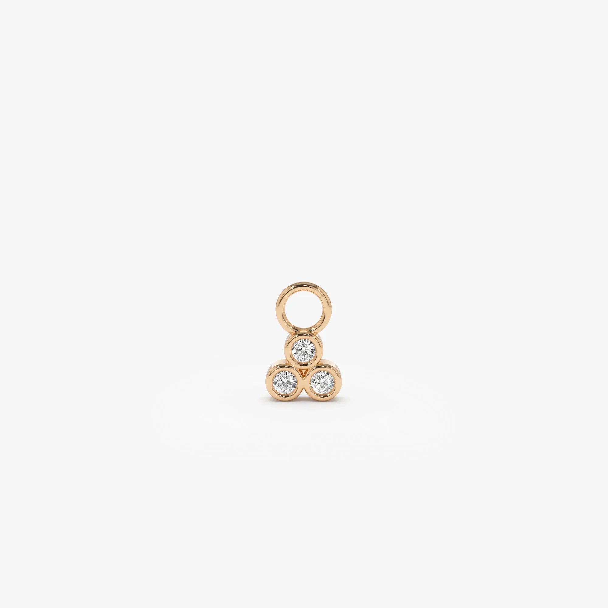 14k Gold Diamond Triangle Bezel Hoop Charm for Earrings 0.09 ctw