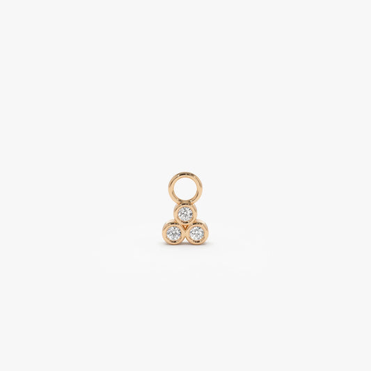 14k Gold Diamond Triangle Bezel Hoop Charm for Earrings 0.09 ctw
