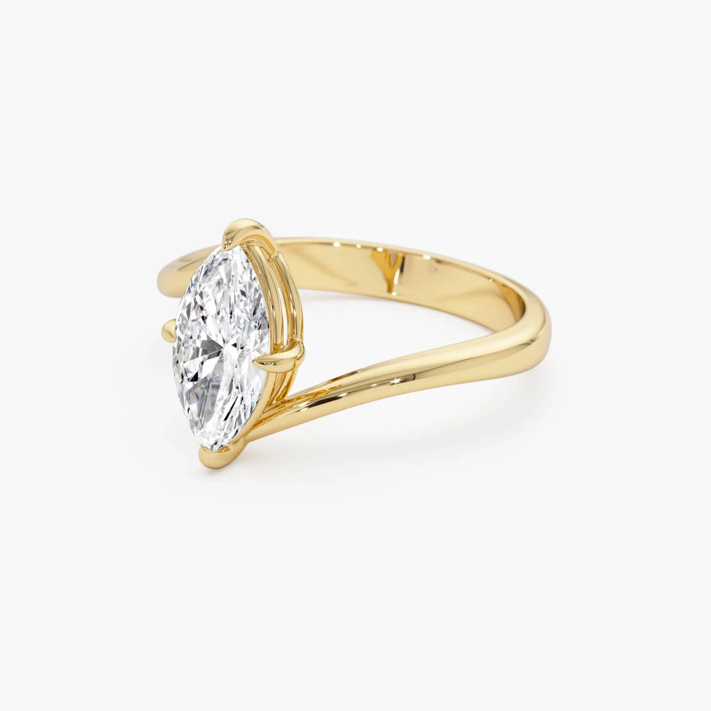 14k Gold 1.50 Ctw Lab Grown Diamond Marquise Bypass Setting Engagement Ring Leda