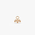 14k Gold Diamond Leaf Shape Hoop Earring Charm 0.04 ctw