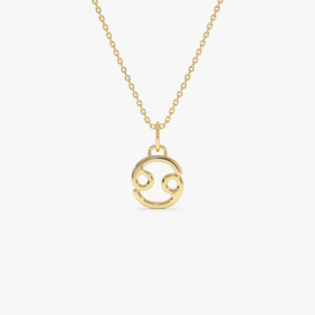 14k Solid Gold Cancer Zodiac Charm Pendant Necklace