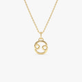 14k Solid Gold Cancer Zodiac Charm Pendant Necklace
