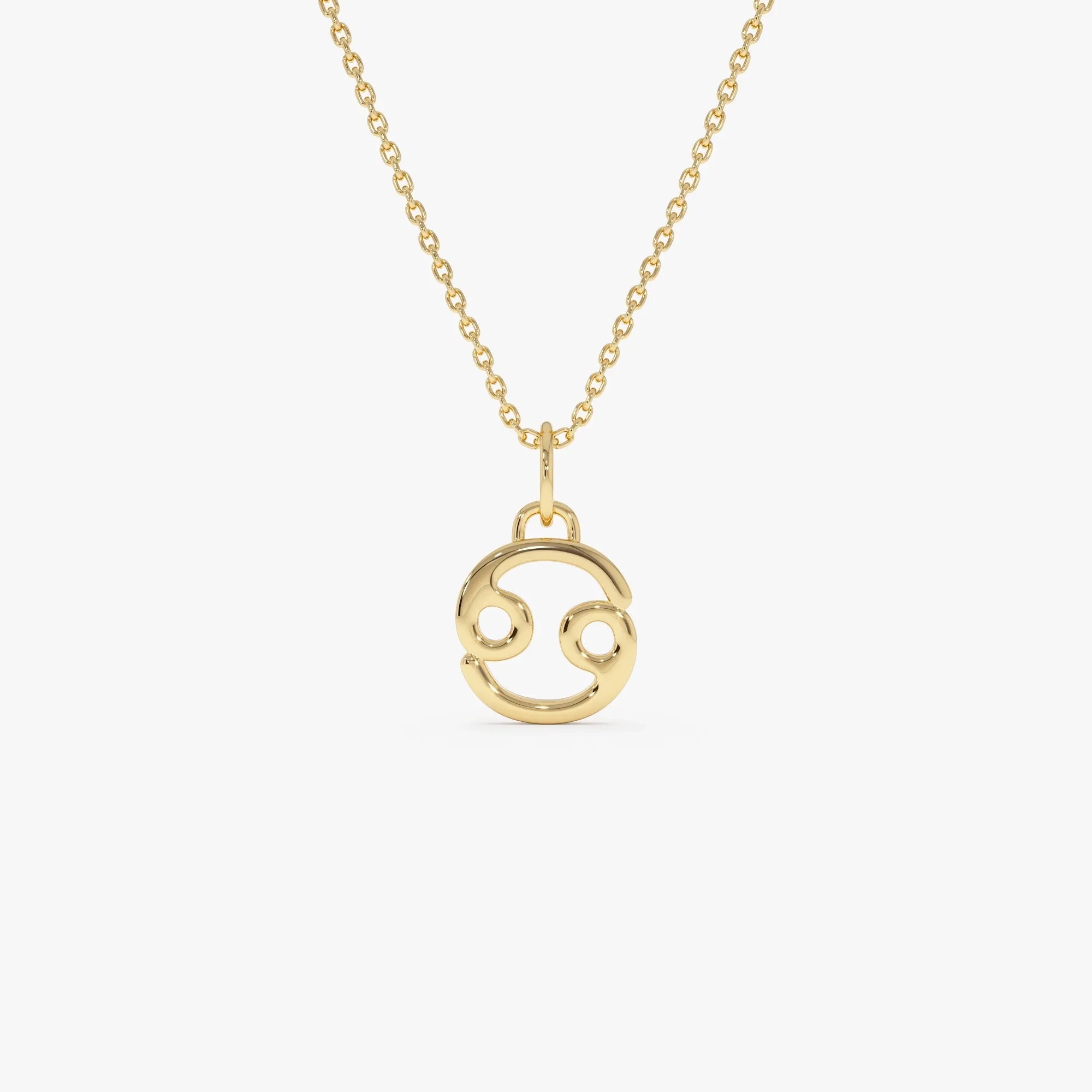 14k Solid Gold Cancer Zodiac Charm Pendant Necklace