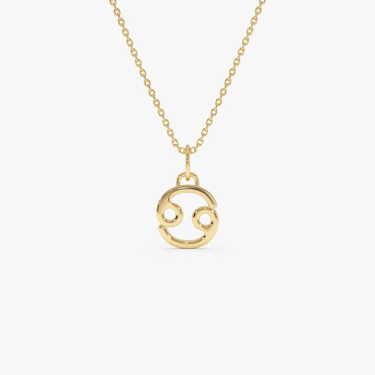 14k Solid Gold Cancer Zodiac Charm Pendant Necklace