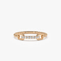 14k Gold Round Cut Diamond Braided Stackable Pave Ring 0.07 ctw