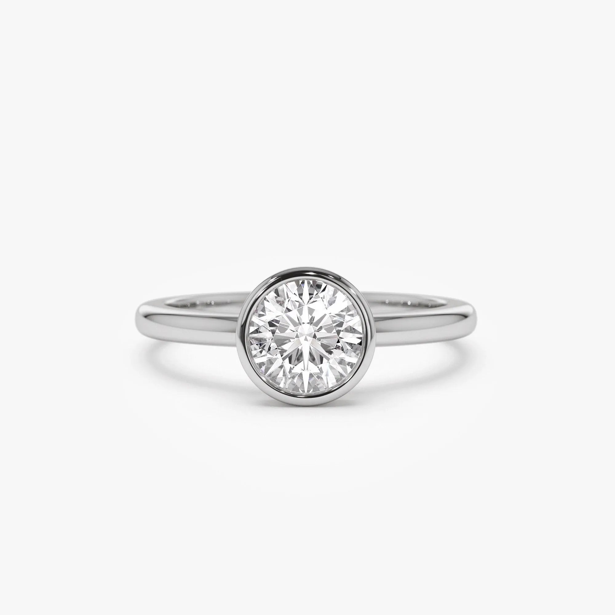 14k Gold Lab Grown Diamond Round Bezel Setting Engagement Ring 0.75 to 1.50 ctw