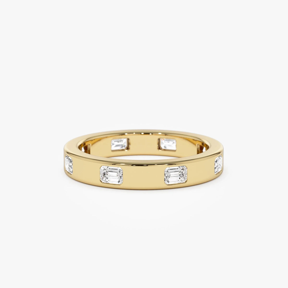 14k Solid Gold Emerald Cut Diamond Full Eternity Flush Setting Band 0.85 Carat