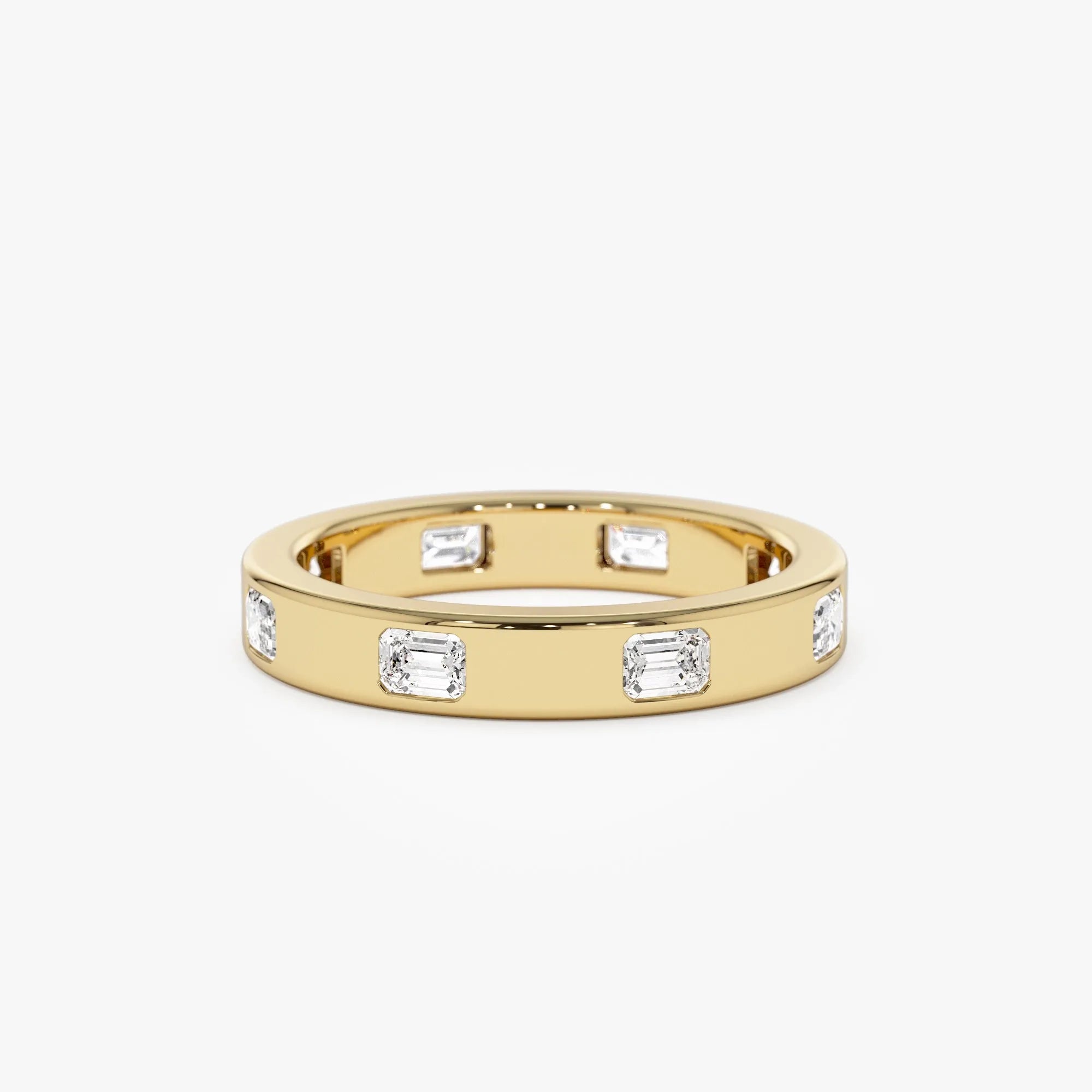 14k Solid Gold Emerald Cut Diamond Full Eternity Flush Setting Band 0.85 Carat