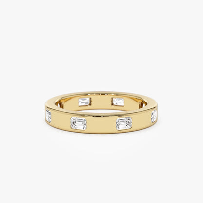 14k Solid Gold Emerald Cut Diamond Full Eternity Flush Setting Band 0.85 Carat