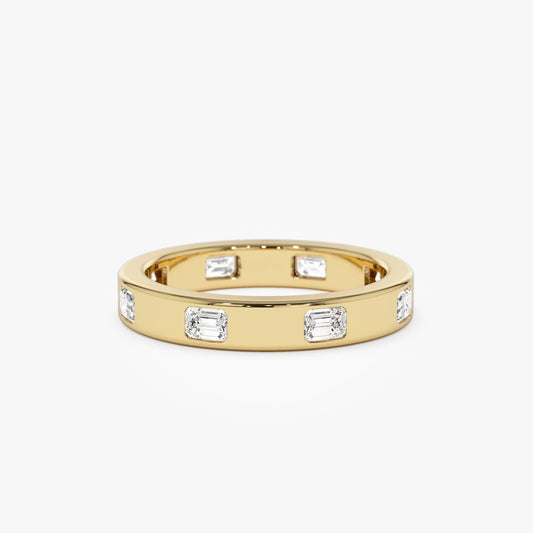 14k Solid Gold Emerald Cut Diamond Full Eternity Flush Setting Band 0.85 Carat