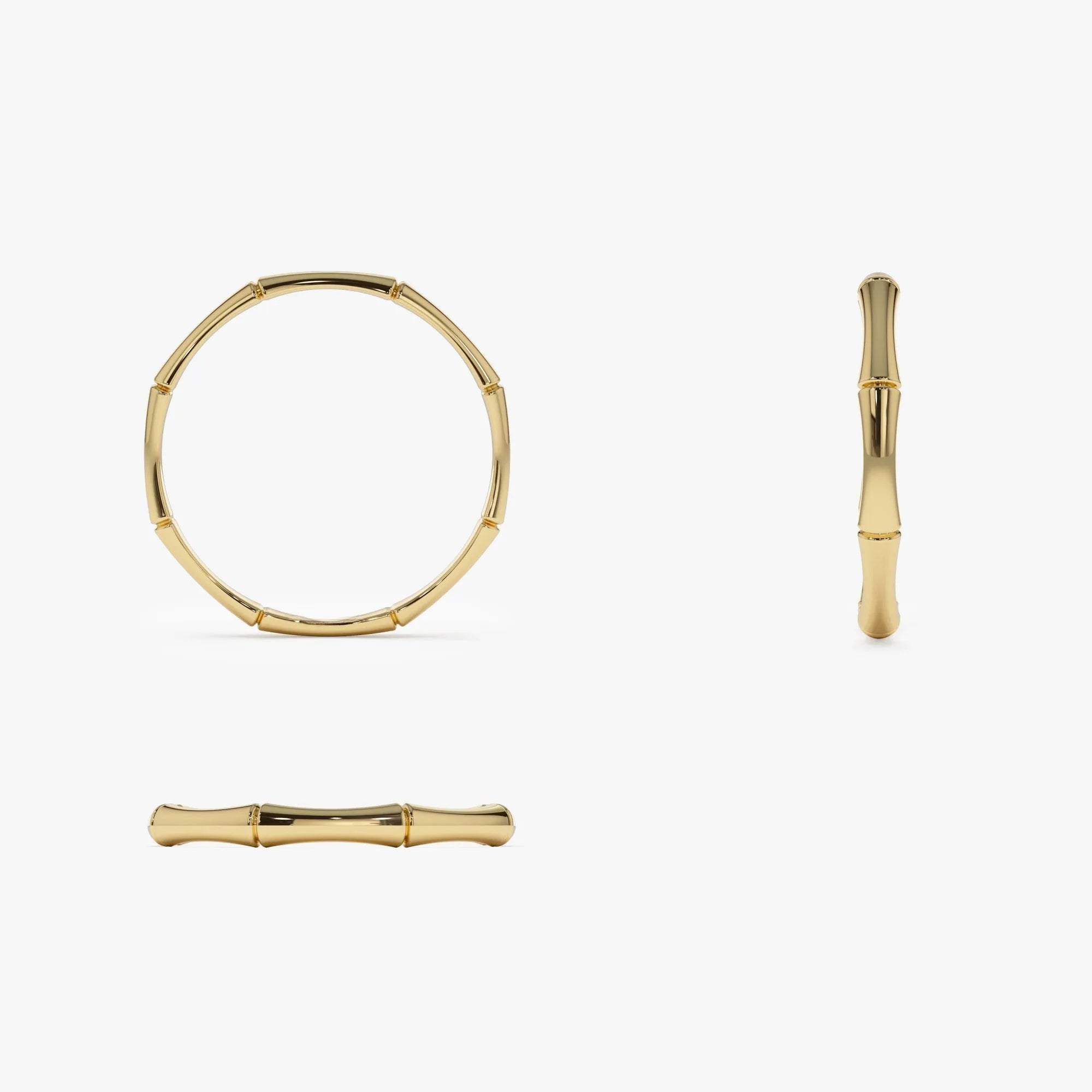 14k Solid Gold Bamboo Minimalist Stackable Band Ring