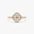 14K Solid Gold Round Diamond Clover Cluster Ring 0.35 CTW
