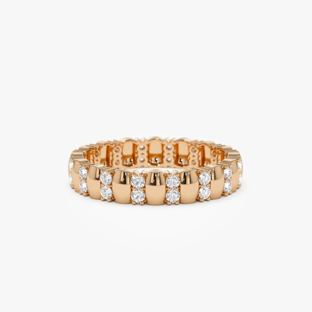 14k Solid Gold Round Diamond Double Row Eternity Ring 0.34 Carat