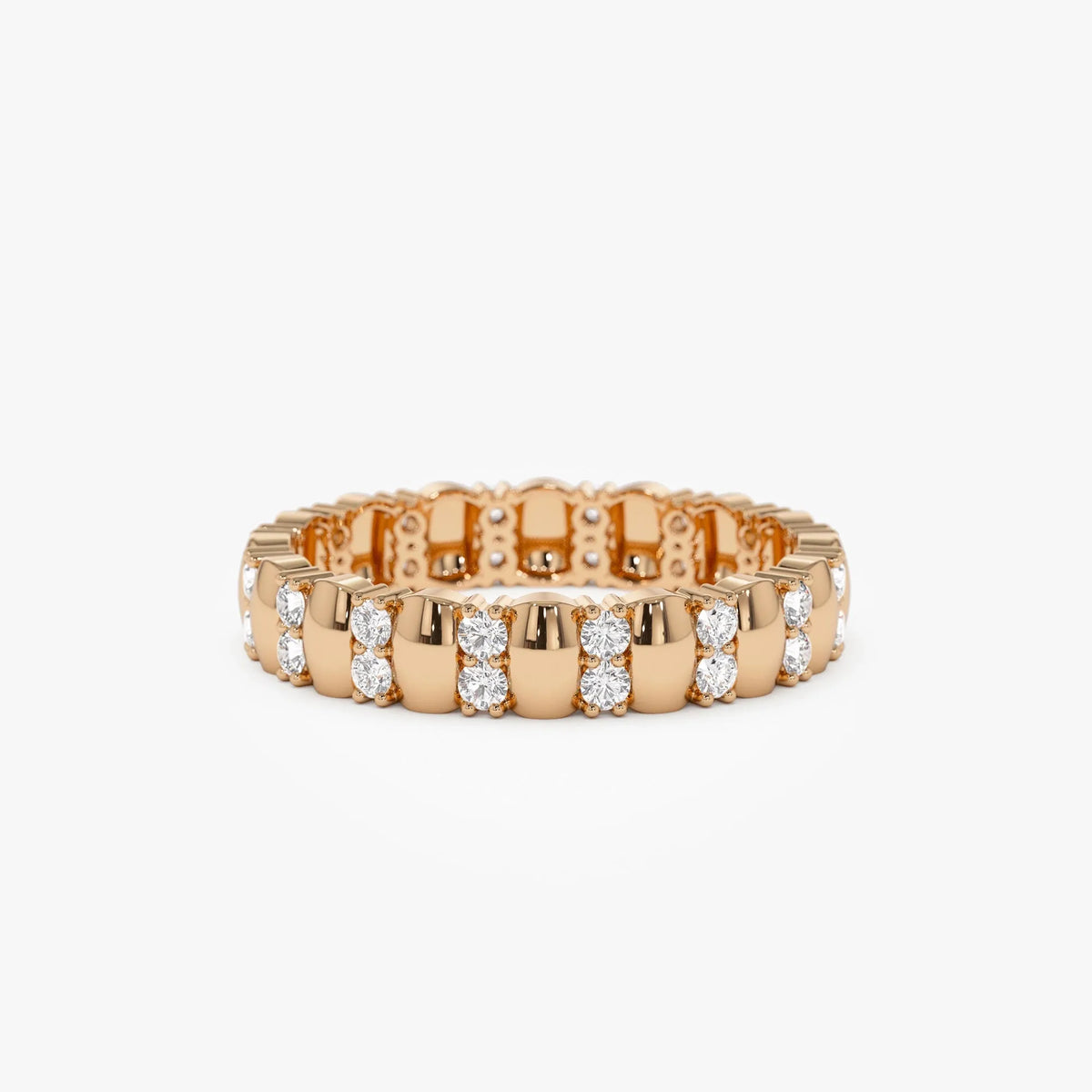 14k Solid Gold Round Diamond Double Row Eternity Ring 0.34 Carat