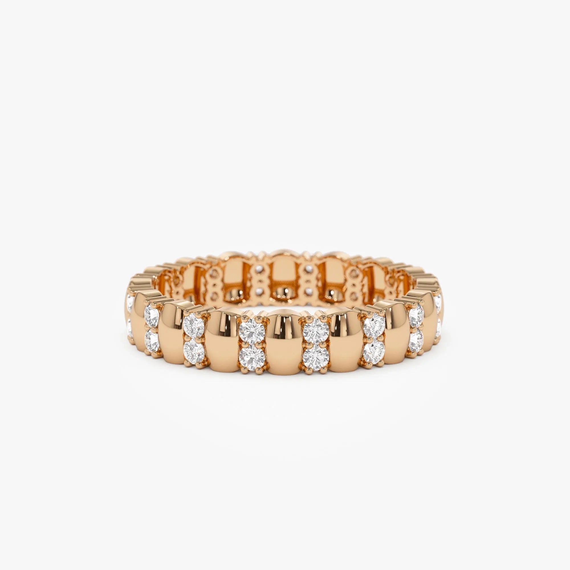 14k Solid Gold Round Diamond Double Row Eternity Ring 0.34 Carat