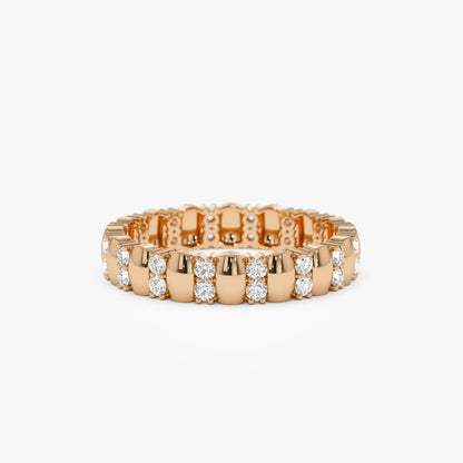 14k Solid Gold Round Diamond Double Row Eternity Ring 0.34 Carat