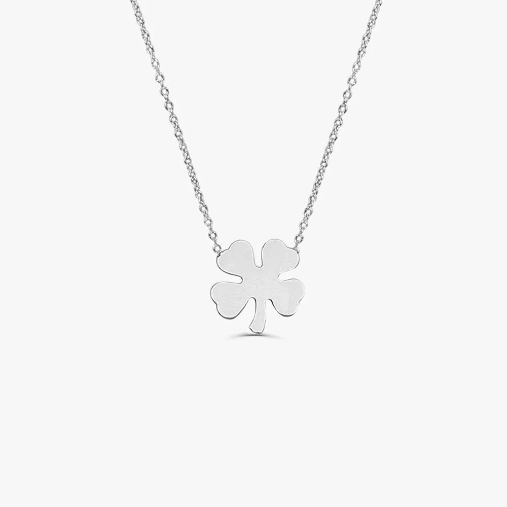 14k Solid Gold Four Leaf Clover Charm Pendant Necklace Good Luck Irish Heritage